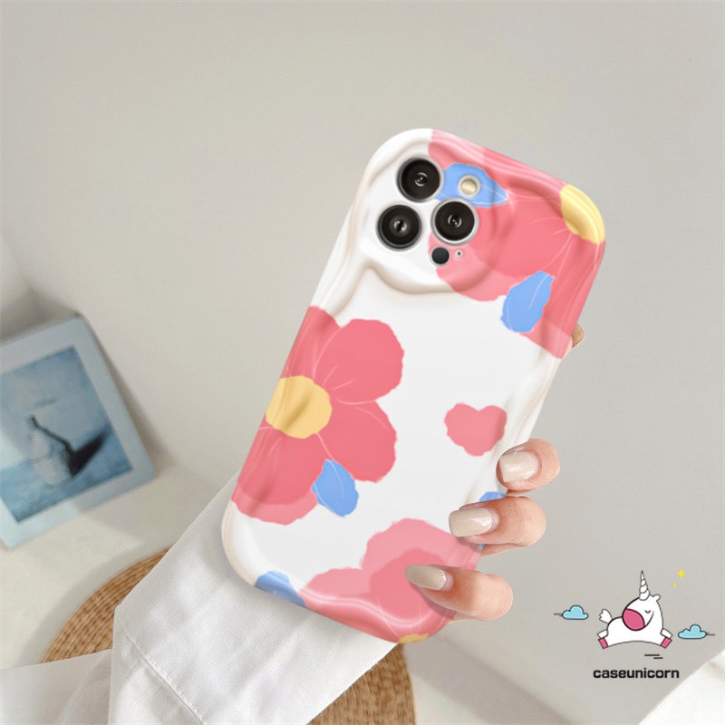 Untuk Vivo Y22 Y16 Y02 Y36 Y15s Y20 Y91 Y35 Y17 Y11 Y12 Y22s Y20i Y15 Y33s Y21 Y12s Y91C Y30 Y20s Y51 Y31 Y50 Y15A Y12i Y21A Kartun Bunga Cinta Hati Lembut 3D Bergelombang Tepi Case