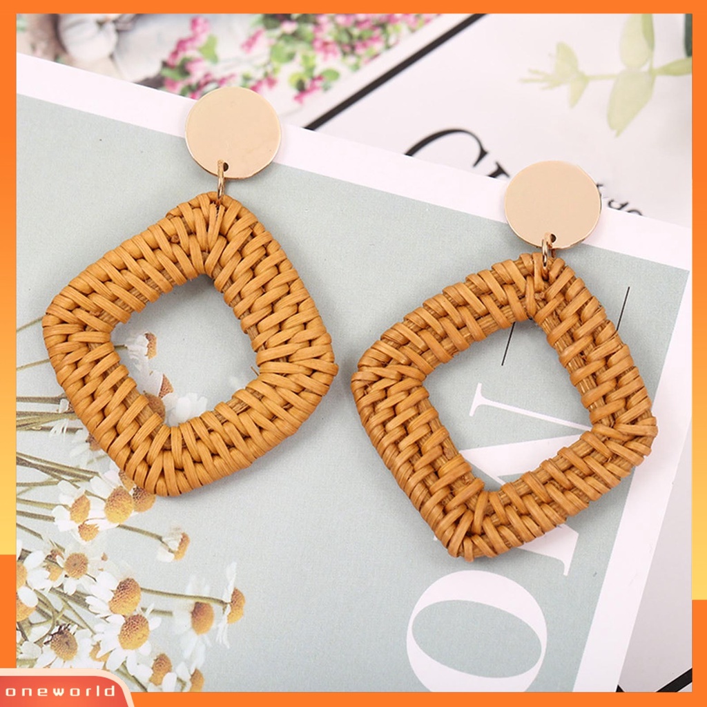 [WOD] 1pasang Anting Wanita Handmade Geometris Vintage Ringan Elegan Menjuntai Earrings Untuk Perjamuan