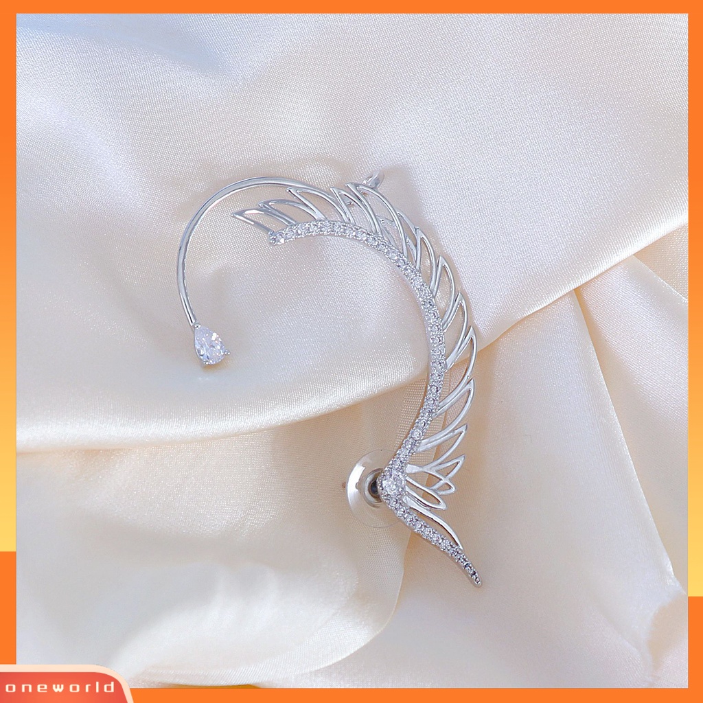 [WOD] 1pasang Anting Klip Berlian Imitasi Mengkilap Bentuk Sayap Anting Wanita Tahan Lama Untuk Pakaian Sehari-Hari