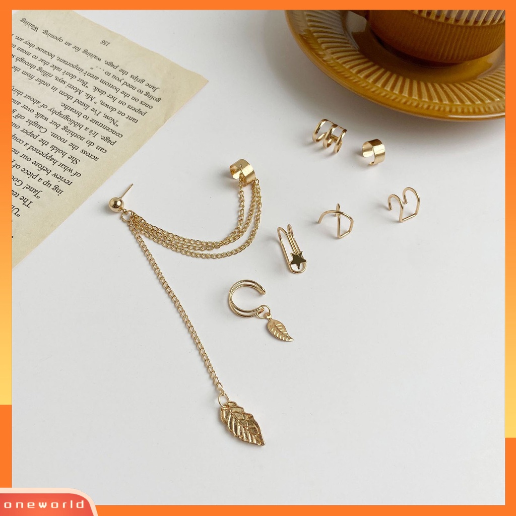 [WOD] 5pcs /Set Atau 7Pcs /Set Anting Desain Bungkus Fashion Bahan Metal Tanpa Tindik Klip Manset Telinga Untuk Wanita