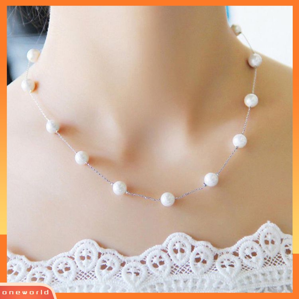 [WOD] Pesta Fashion Wanita Mutiara Imitasi Pesona Rantai Choker Pendek Kalung Perhiasan Hadiah