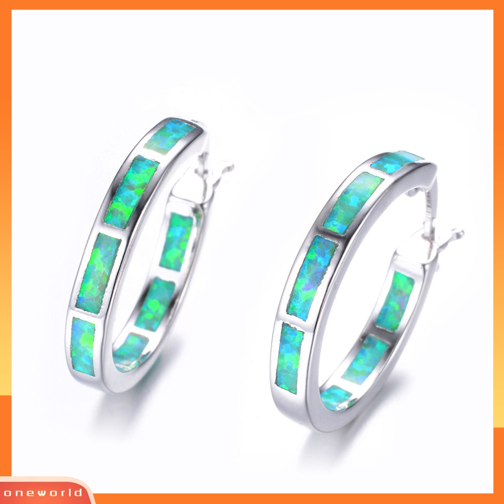 [WOD] Wanita Multicolor Faux Opal Hias Lingkaran Menjuntai Hoop Earrings Perhiasan Hadiah