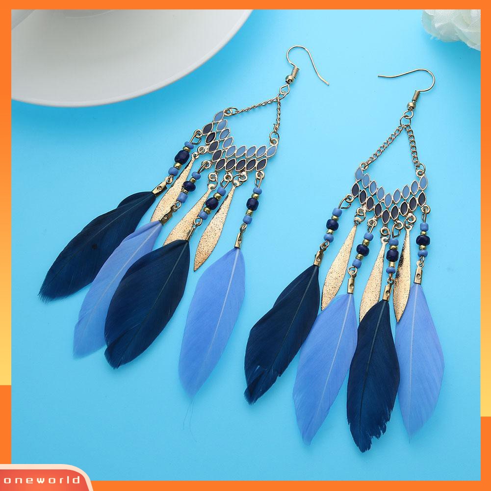 [WOD] Vintage Panjang Menjuntai Bulu Boho Kait Anting Wanita Menawan Perhiasan Hadiah