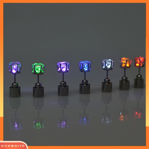 [WOD] Fashion Wanita LED Menyala Berlian Imitasi Ear Stud Earring Pesta Dance Xmas Perhiasan