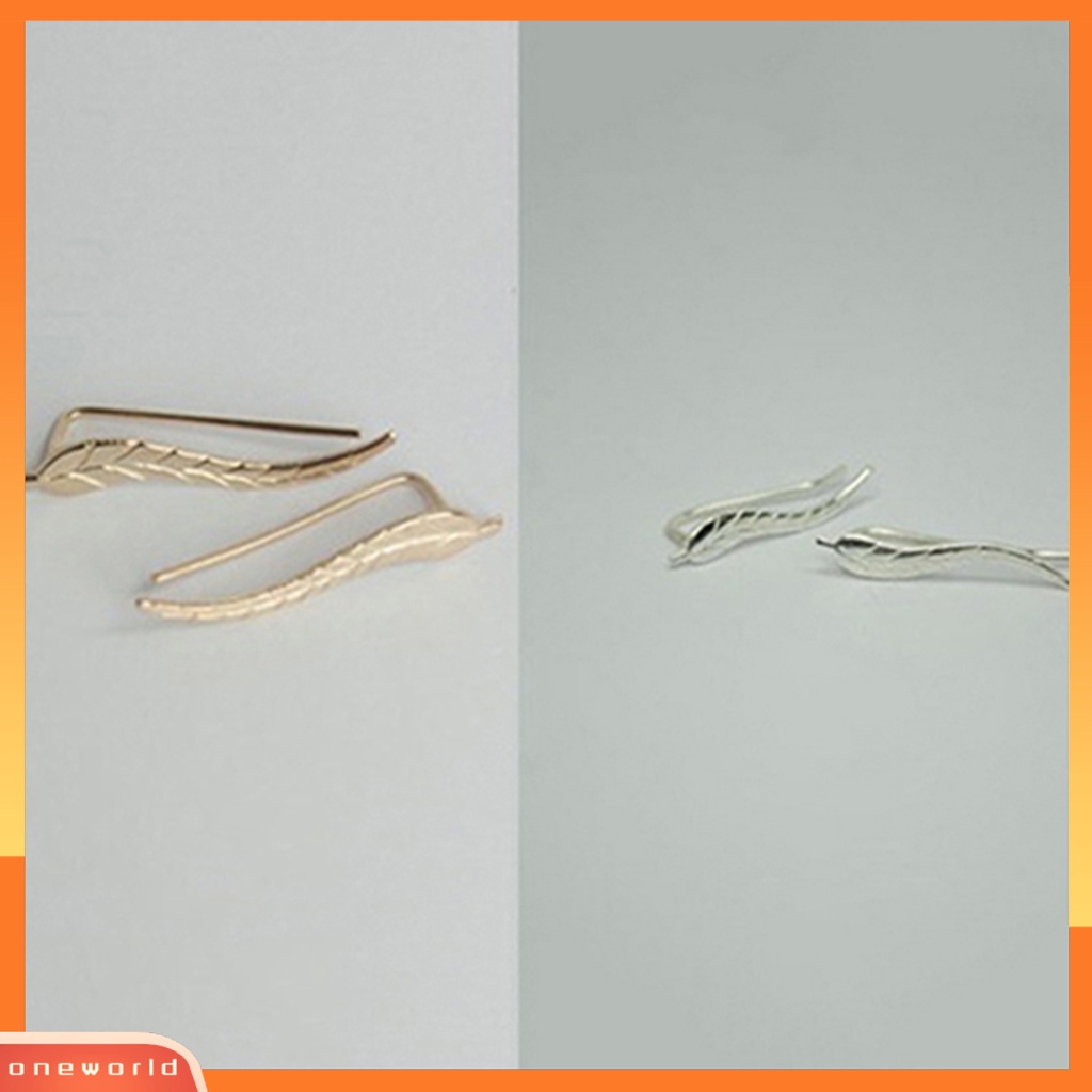 [WOD] 1pasang Anting Tusuk Telinga Bentuk Daun Bahan Alloy Indah Fashion Stud Untuk Wanita