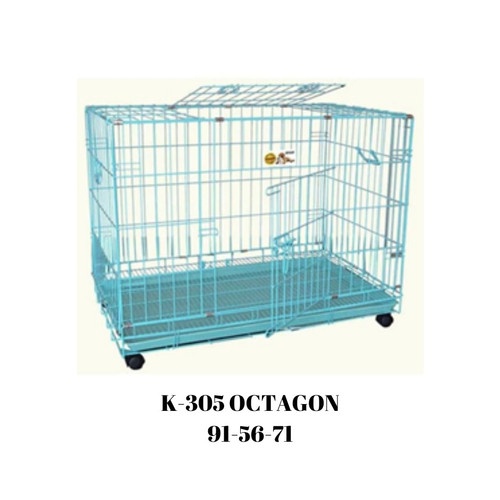Kandang Hewan Lipat Besar OCTAGON K-305 Pet Cage Anjing Kucing Kandang Besi Roda Aluminium