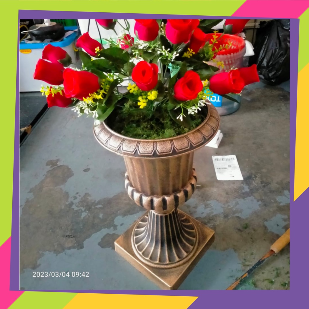 1857D1 / Pot bunga plastik dekorasi piala tropy / Vas bunga tanaman artificial / Vas hias aesthetic