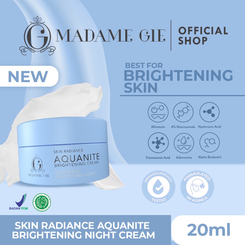 Madame Gie Skin Radiance AQUANITE Brightening Cream - Skincare Wajah Krim Malam Pencerah GK
