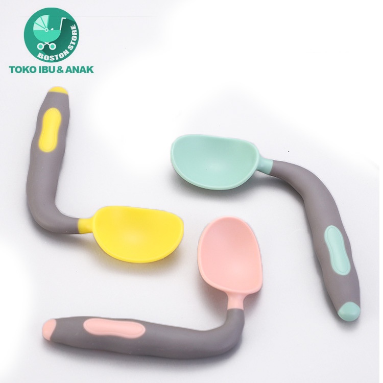 Bostonstore Sendok bayi bisa menekuk garbu silikon alat bantu makan bayi 1set / Sendok Silikon / Sendok Silikon Bayi / Sendok Silikon bayi bpa free / Sendok Silikon Mpasi / Sendok Silikon Mpasi Bayi / Sendok Silikon Baby / Sendok Garpu Silicon