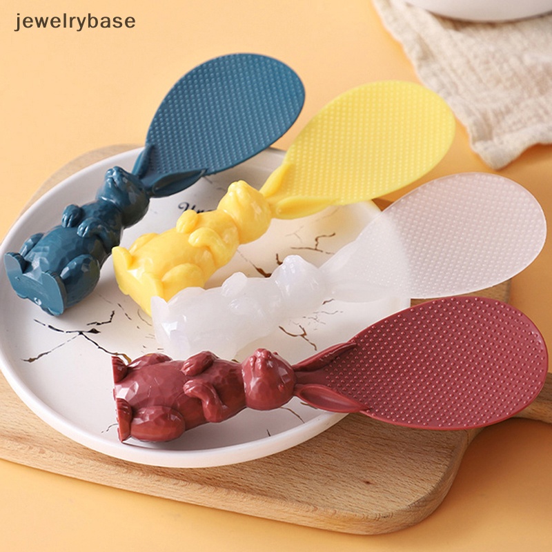 [jewelrybase] 1pc Sendok Plastik Kelinci Kartun Lucu Bisa Berdiri Rumah Sekop Beras Kelinci Butik
