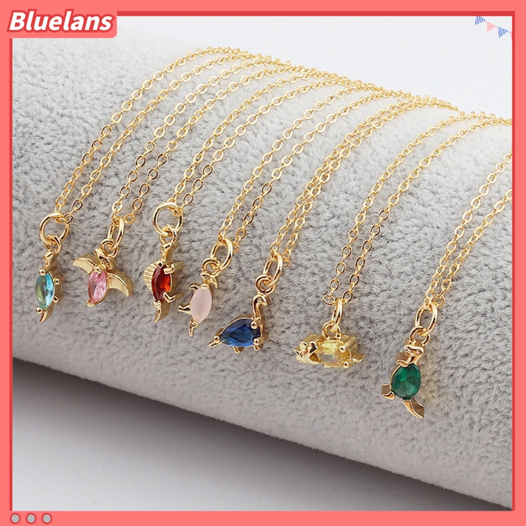 [BLS] Rantai Klavikula Liontin Dinosaurus Cubic Zirconia Perhiasan Electroplating Tahan Lama Liontin Kalung Untuk Pakaian Sehari-Hari