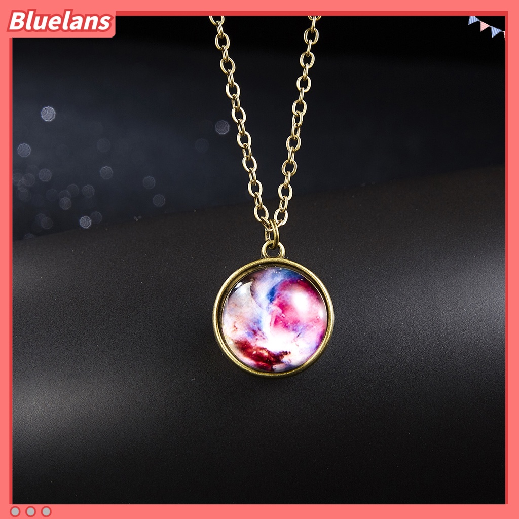 [BLS] Liontin Kalung Kepribadian Dua Sisi Glow in The Dark Vintage Colorful Galaxy Bola Kaca Kalung Perhiasan Aksesori