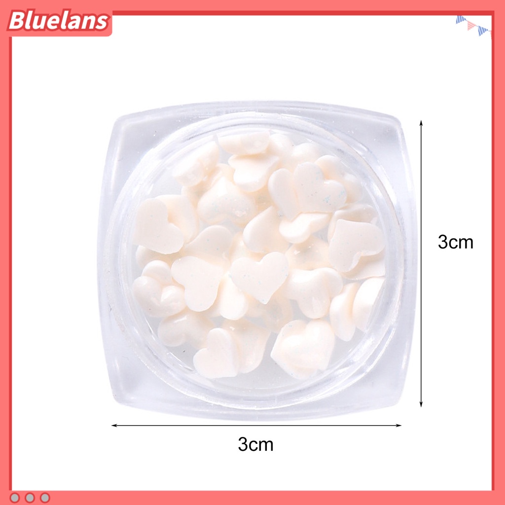[BLM] 40pcs /Box Ornamen Jantung Kuku Datar Kembali Efek 3D Mini Putih Pink Heart Nail Art Dekorasi Charms Untuk Manicure