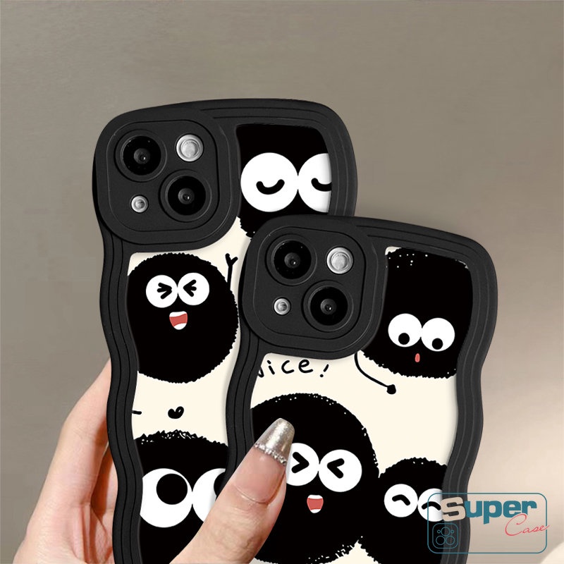 Oppo A57 A5s A16 A16K A15 A17 A54 A17K A7 A55 A96 A52 A95 A76 A77s A74 A77 A1k A12 A78 A58 A16s A53 A3s A9 A5 Reno 78t 8 7Z 6 8Z Kartun Wavy Edge Luck Bola Bara Dustbunny Case/Tempat Simpan Bekal