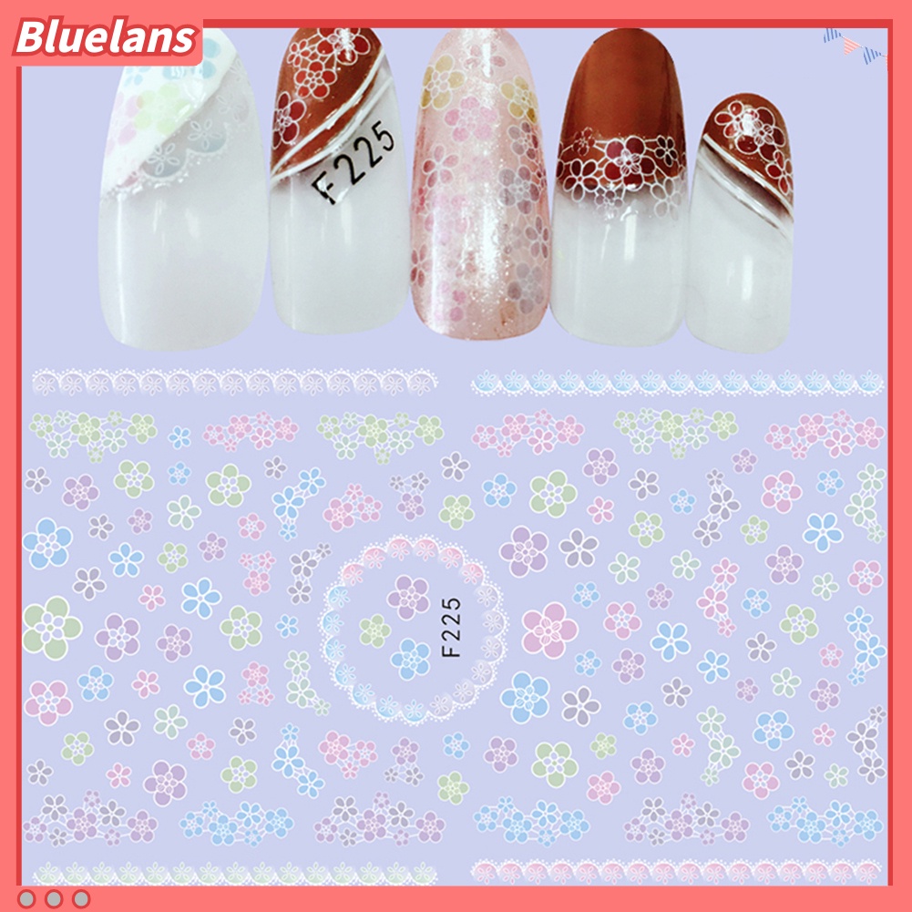 [BLM] 1lembar Desain Bunga Daun Nail Art Stiker Decals Tips DIY Manicure Decor