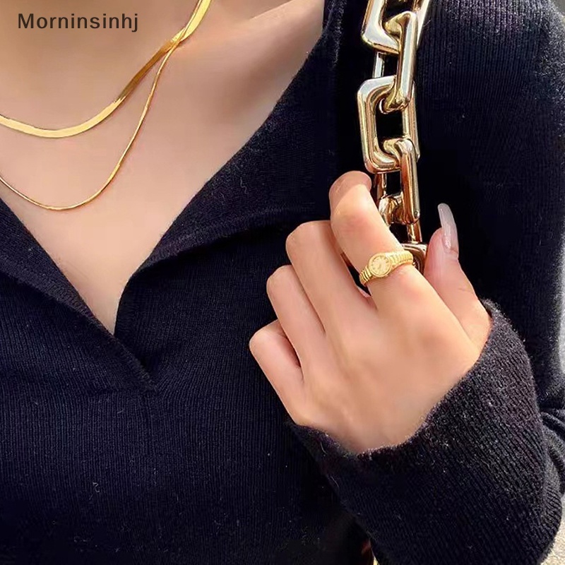 Mornin 1pc Baru Kreatif Jam Tangan Bentuk Cincin Untuk Wanita Pembukaan Yang Dapat Disesuaikan Cincin Mini Menonton Jari Cincin Pasangan Cincin Hadiah id