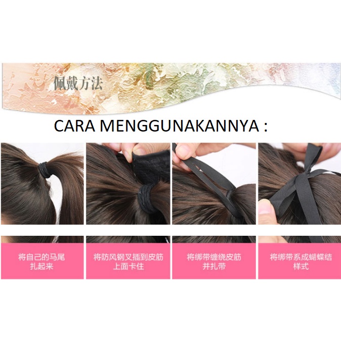 Rambut Palsu Ponytail Ikat Lurus Panjang 50cm