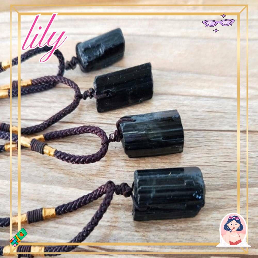 Lily Tourmaline Stone Pendant Fashion Batu Penyembuhan Permata Kristal Hitam