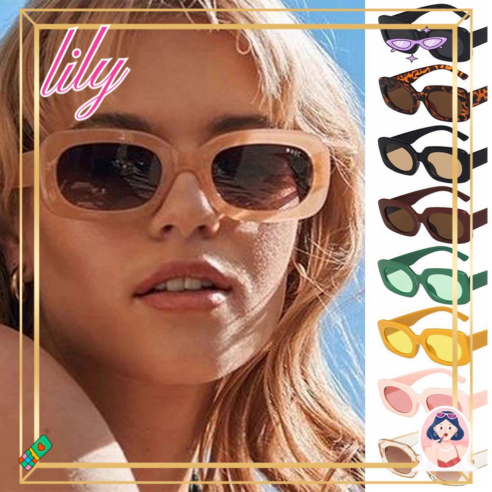 Lily Wanita Kacamata Hitam Populer Vintage Eyewear Rectangle Sunglasses