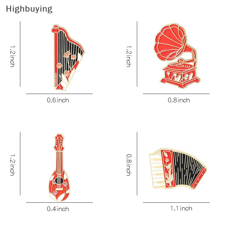 Hbid Vintage Kreatif Fashion Gramophone Akordeon Gitar Instrumen Kombinasi Tren Paduan Serbaguna Enamel Bros Lencana Perhiasan Glory