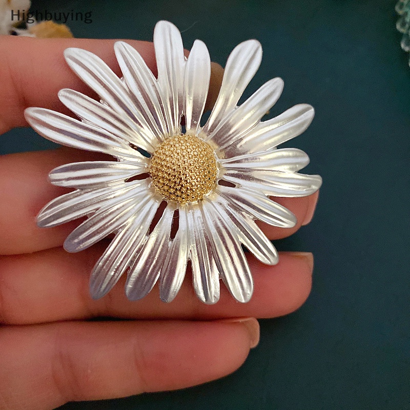 Hbid Elegan Vintage Tanaman Logam Bunga Daisy Bros Pin Untuk Wanita Pria Kerah Aksesoris Pakaian Jas Syal Klip Perhiasan Hadiah Glory