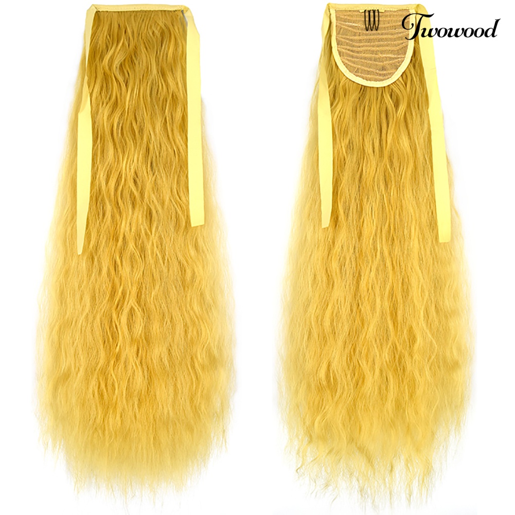 Twowood 20inch Serat Sintetis Panjang Bergelombang Keriting Ponytail Wig Hair Extension Sopak