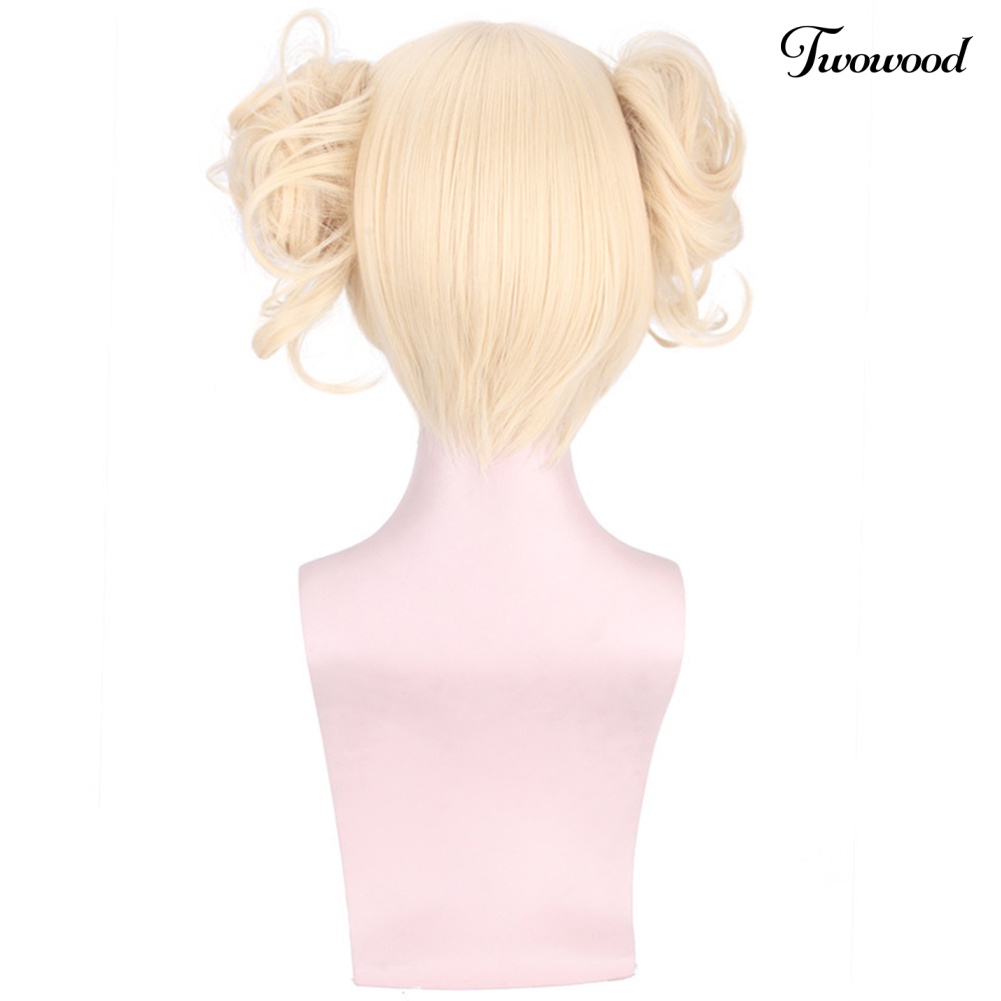 Twowood Wanita Wig Pendek Rambut Sintetis Dengan 2bunbun Poni Anime Cosplay Pesta Sopak