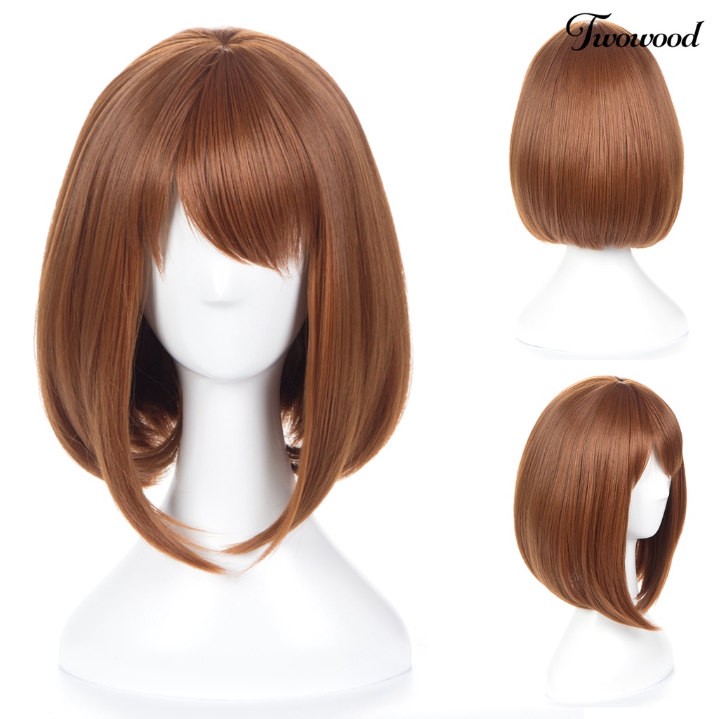 Twowood Fashion Wanita Pendek Lurus Rambut Sintetis Bobo Wig Cosplay Pesta Sopak