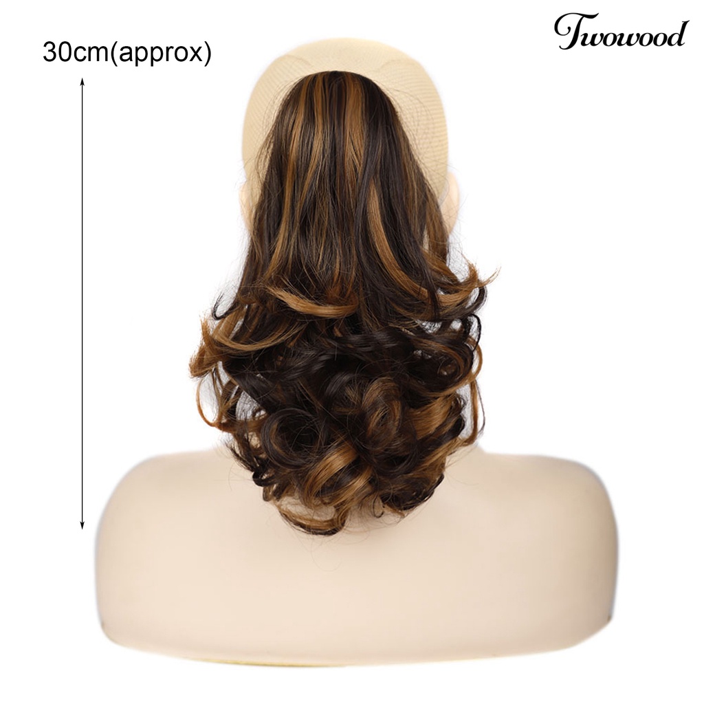 Twowood Wanita Wig Ponytail Style Soft Inner Mesh Serat Suhu Tinggi Pendek Bergelombang Ponytail Extension Rambut Hitam Coklat Untuk Perempuan