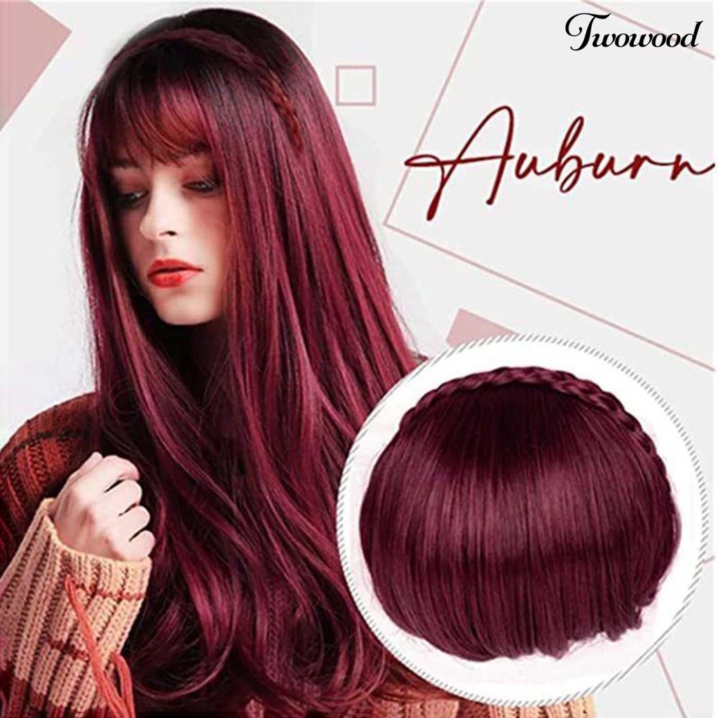 Twowood Braided Wig Hair Natural Looking Elastisitas Tertinggi Alat Kecantikan Wanita Gril Rambut Palsu Braided Dengan Bang Untuk Kecantikan