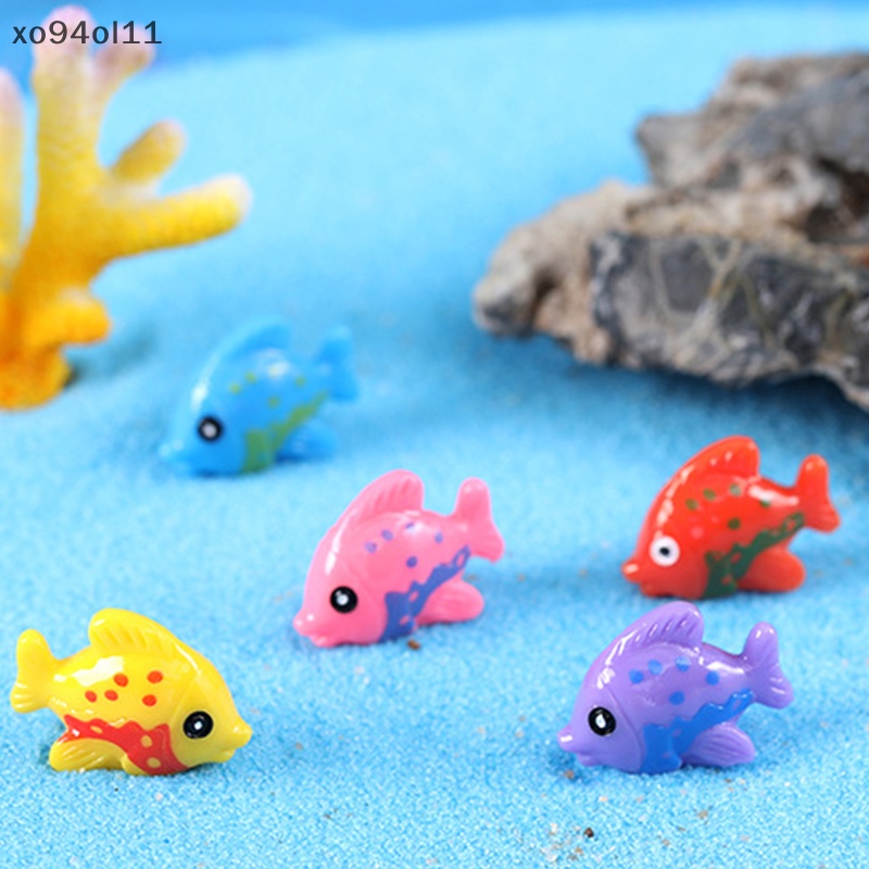 Xo 10 Pcs Random Kecil Warna-Warni Ikan Resin Ornamen Lanskap Mikro Kreatif Aquarium Ikan Hiasan Dekorasi OL