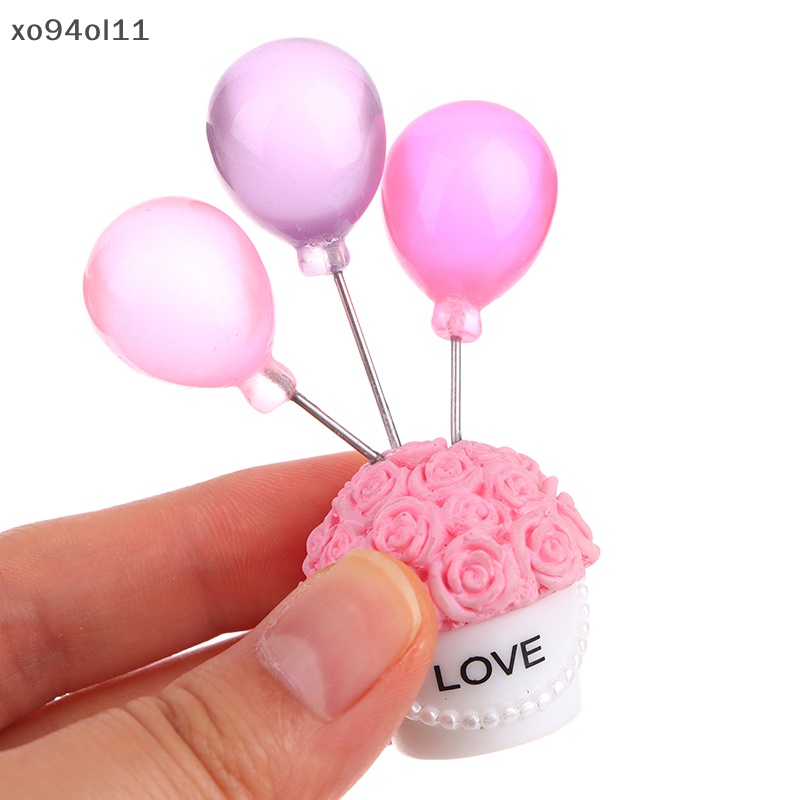 Xo 1Pc Resin Balon Meja Ornamen Mobil Rumah Boneka Miniatur Warna Rose Balloon Valene's Day Decor Dekorasi Dashboard Mobil OL