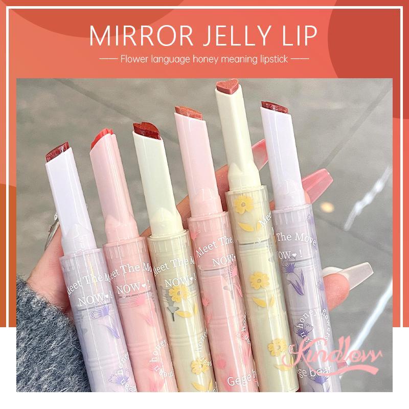 【KV】Gege Bear Flower Love Lipstik Moisturizing Lip Glaze Bentuk Hati Long Llasting-COD