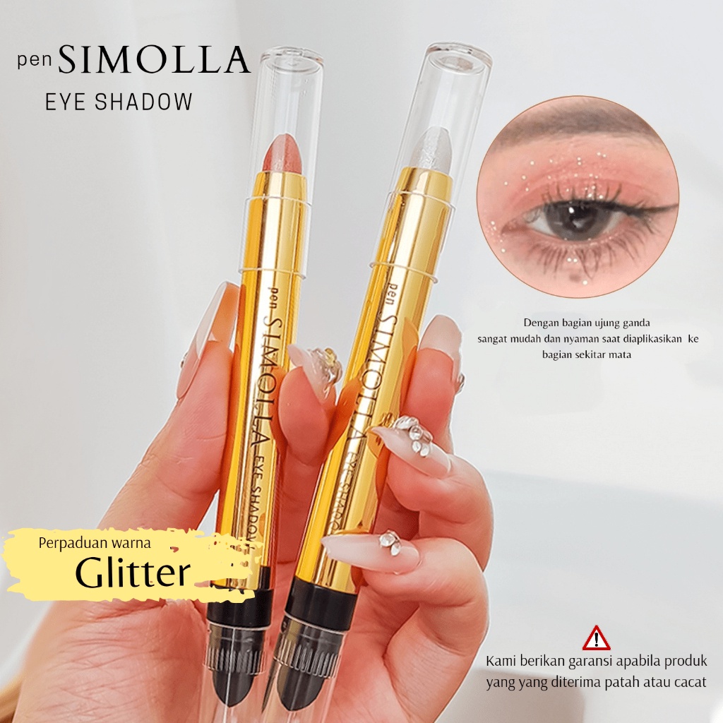 Eyeshadow Pensil dan Eyeshadow Crayon Premium by SIMOLLA 2in1 eyeshadow and Highlighter Pigmented color blink