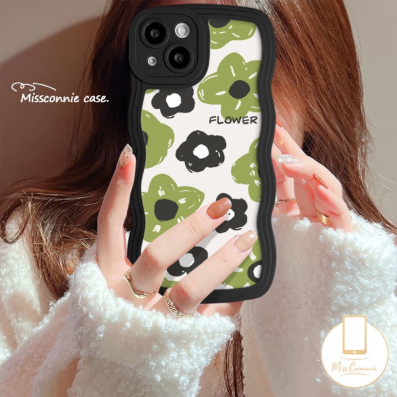 Casing Tpu Lembut Motif Bunga Tepi Bergelombang Untuk Redmi 9A 9T 12C 10 10A 10C A1 9 9C A1+POCO M3 X3 NFC Pro Redmi Note10 11 9s 8 9 Pro 11s 10s Mi 11T Pro Musim Panas Retro Bunga Segar Sarung