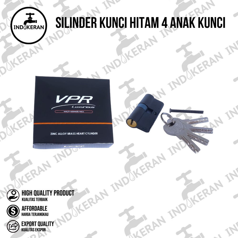 INDOKERAN - Silinder Kunci Hitam - 4 Anak Kunci - High Quality