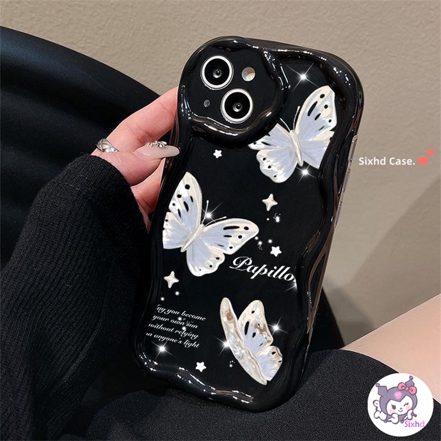 Oppo A78 A16 A15 A17 A57 A54 A17K A76 A77s A95 A74 A53 A33 A32 A5s A3s A9 A7 A5 A12 A96 A94 A93 A11K Fashion Love Kupu Couple 3D Pinggiran Melengkung Gelombang Glossy Phone Case Soft Cover