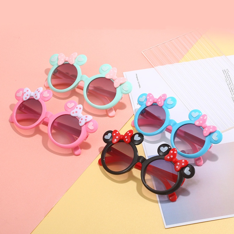 (YUZHU) Kacamata Hitam Busur Anak-Anak Fashion Korea Bayi Perempuan Cinta Fashion Candy Color Sunglasses