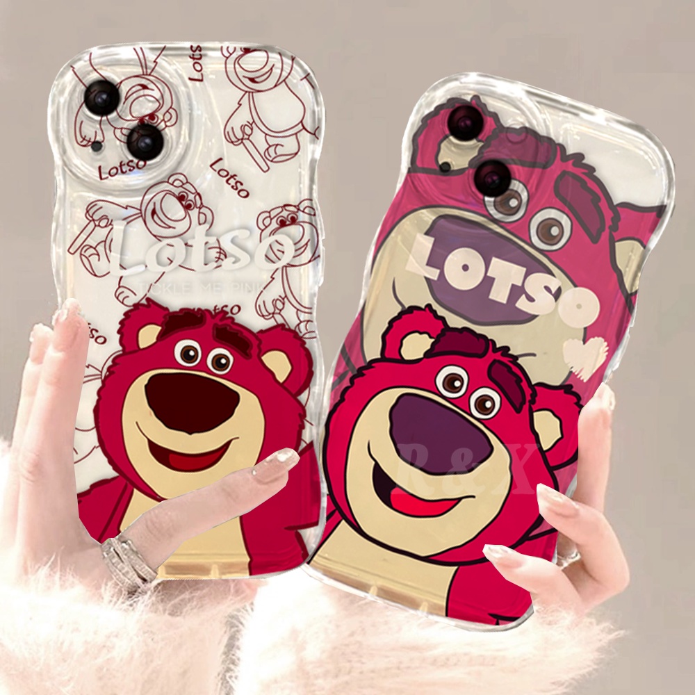 Casing Realme C53 C55 C33 C35 C30 C31 Realme 10 9i 8i 6i 5 7i C15 C25 C21Y C25Y C12 C1 C20 C3 C2 C1 Narzo 50 Wavy Edge Cartoon Manyo Strawberry Bear Transparan Soft Case RIXUAN