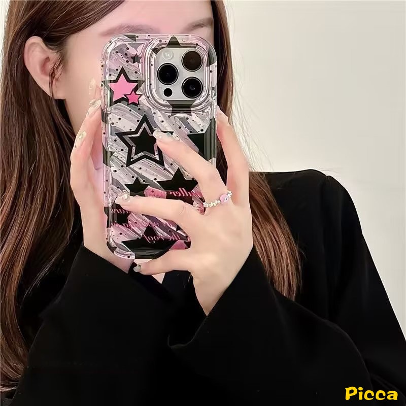 IPHONE Case Kartu Laser Kompatibel Untuk Iphone11 13 14 12 Pro MAX 7Plus XR 6 6S 78 Plus X XS MAX 8Plus SE 2020mewah Dazzle Warna Love Hati Bintang Pohon Kreatif 3D Stereo Corrugation Case