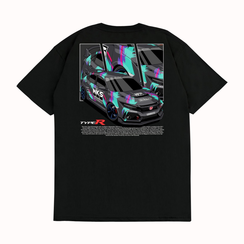 Kaos T Shirt HONDA CIVIC TYPE R 2018 HKS LIVERY HOTWHEELS Kaos Otomotif