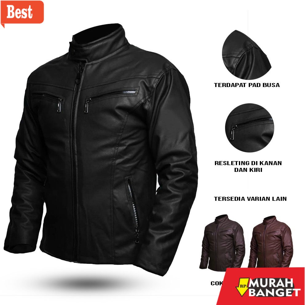 Jaket kulit pria terbaru- Jaket Kulit Motor Pria Elegan Jaket touring pria kulit / Jaket Kulit Pria 