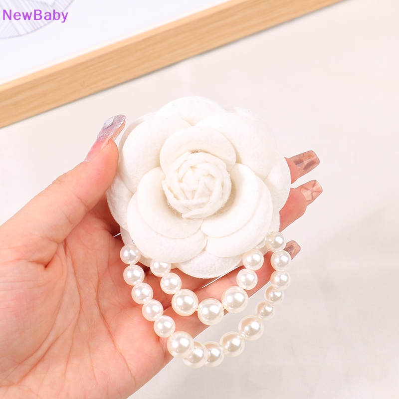 Newbaby Korea Kain Camellia Bunga Bros Pin Mutiara Rumbai Korsase Fashion Perhiasan Bros Untuk Wanita Kemeja Kerah Aksesoris Kain Korsase Pin Hadiah ID