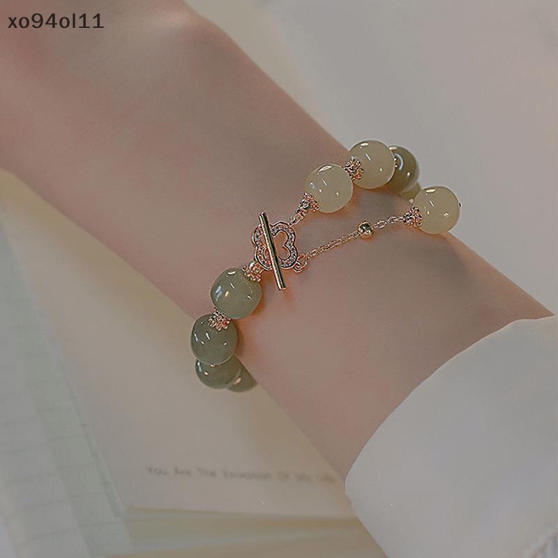 Xo Vintage Cahaya Imitasi Hetian Giok Manik-Manik Pesona Gelang Pesta Kasual Mutiara Zirkon Perhiasan Fashion Untuk Wanita Hadiah OL
