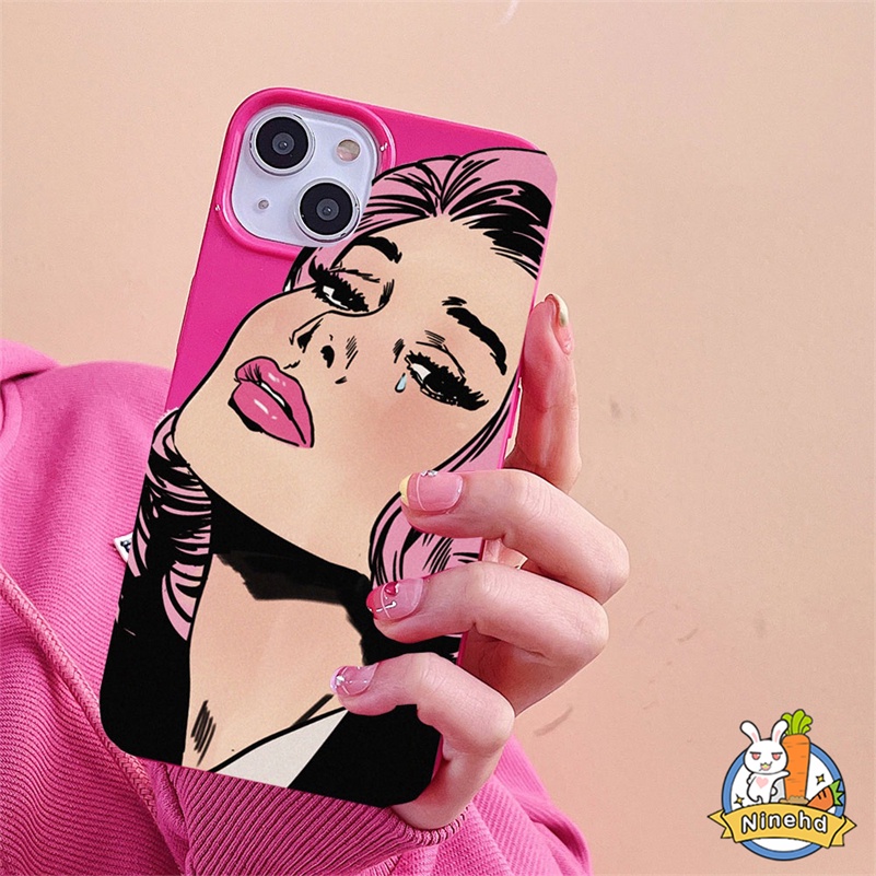 IPHONE Luxury Beauty Girl Rose Red Glossy Phone Case Kompatibel Untuk Iphone14 13 12 11 Pro Max X Xr Xs Max 8 7 6 6s Plus SE 2020 Perlindungan Kamera Shockproof Silikon Lembut Tpu Penutup Belakang