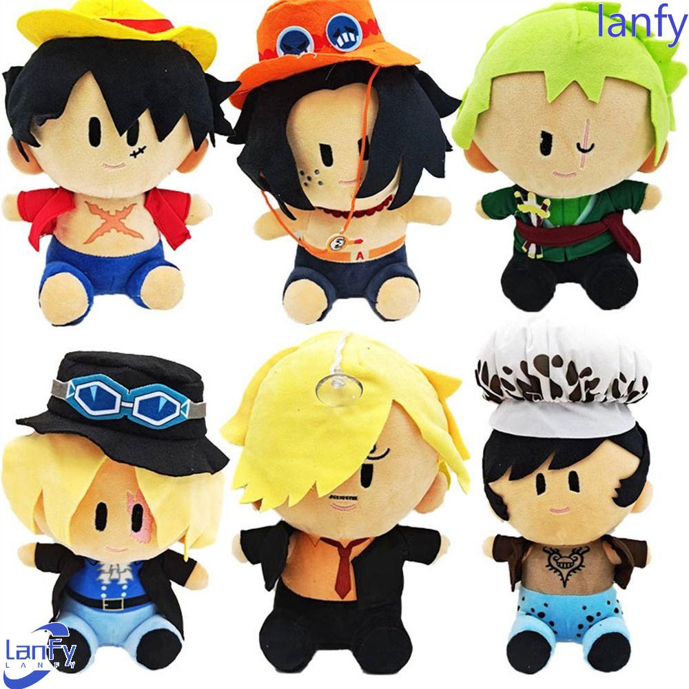 Lanfy Anime Luffy Boneka Mewah Hadiah Ulang Tahun Kartun Mainan Lembut Ace Roronoa Zoro 25 cm Luffy Boneka Mainan