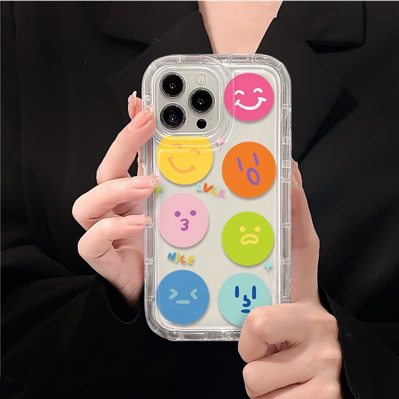 IPHONE Casing Ponsel Lembut Emosi Lucu Kompatibel Untuk Iphone14 13 11 12 Pro XS Max X XR 7 +8 Plus Casing Transparan TPU Silikon Shockproof Cover