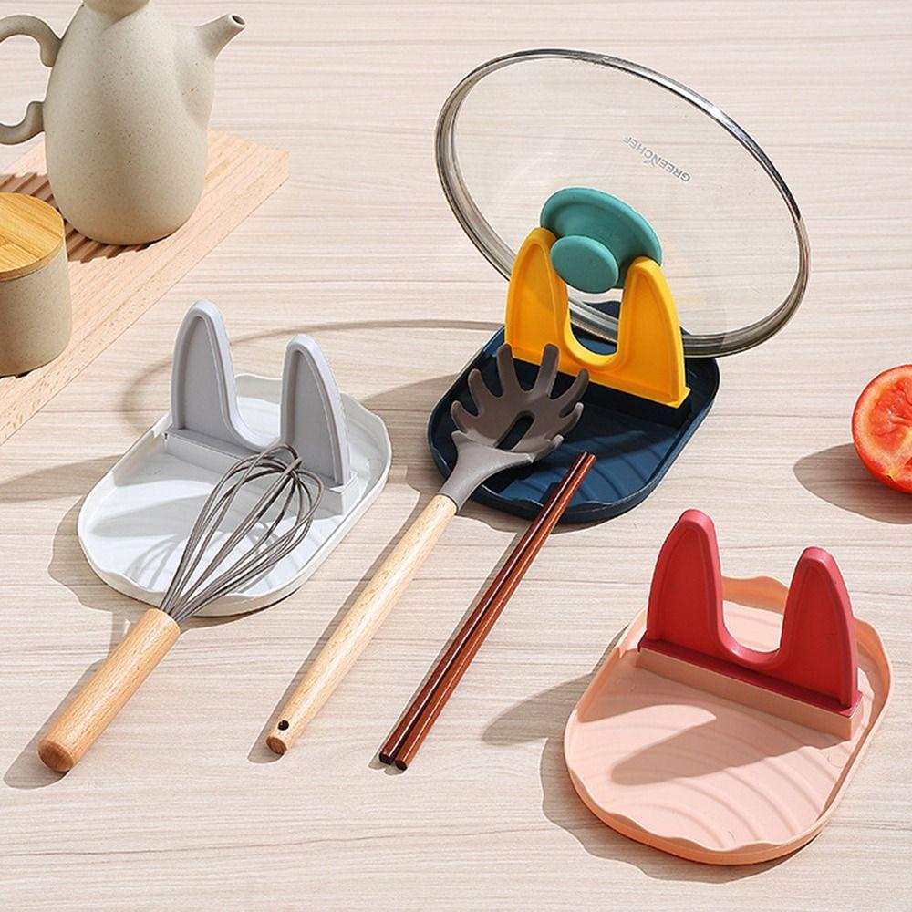 Rebuy Spoon Rest Organizer Plastik Warna-Warni Tutup Rak Shelf Utensil Rest Untuk Dapur