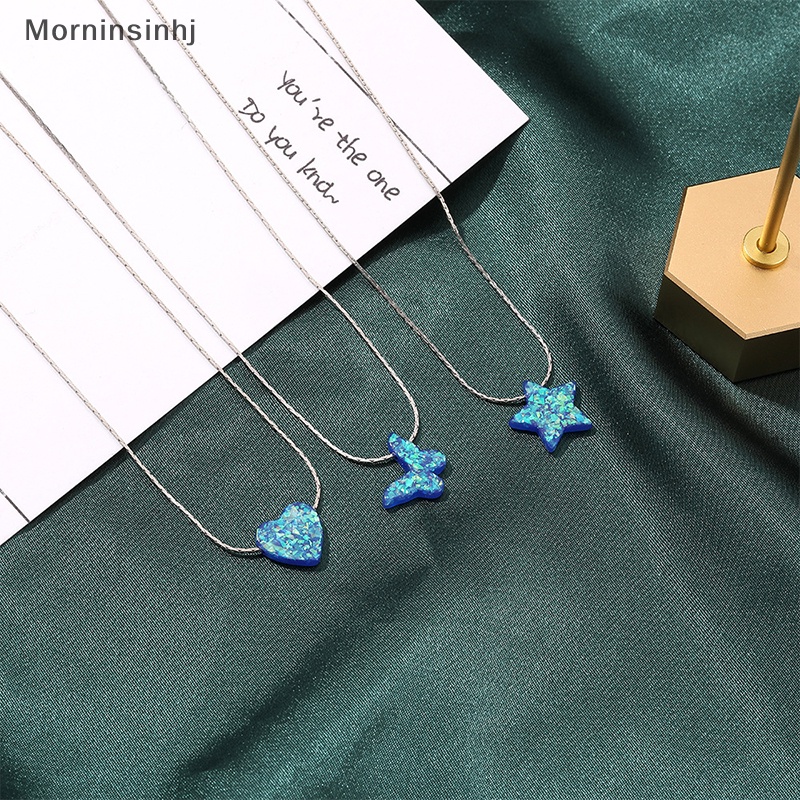 Mornin Kalung Rantai Klavikula Resin Warna Romantis Untuk Wanita Trendi Bintang Cinta Kupu-Kupu Liontin Kalung Fashion Perhiasan Gadis Hadiah id