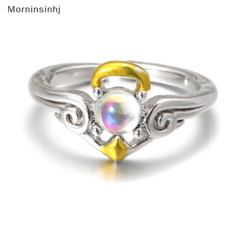 Mornin Fashion Sayap Malaikat Dan Setan Cincin Pasangan Untuk Wanita Gothic Indah Moonstone Adjustable Jari Terbuka Cincin Pria Perhiasan Pesta id